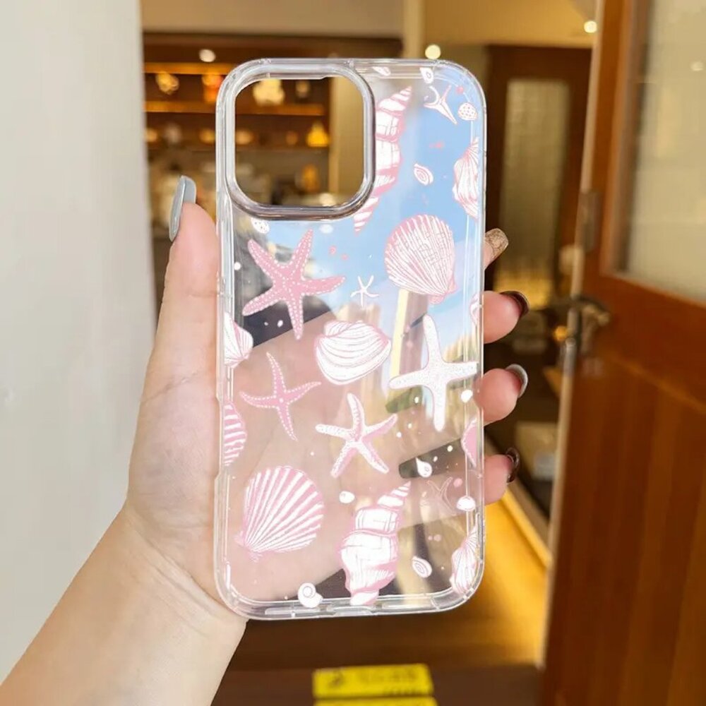 Apple iPhone 16 Pro Max Clear Pink Seashell & Starfish Protection phone case - Picture 3 of 4